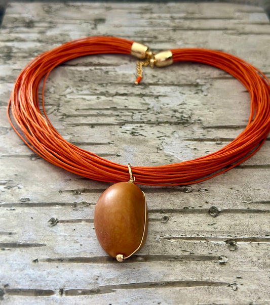 X- Collar mecatillo naranja