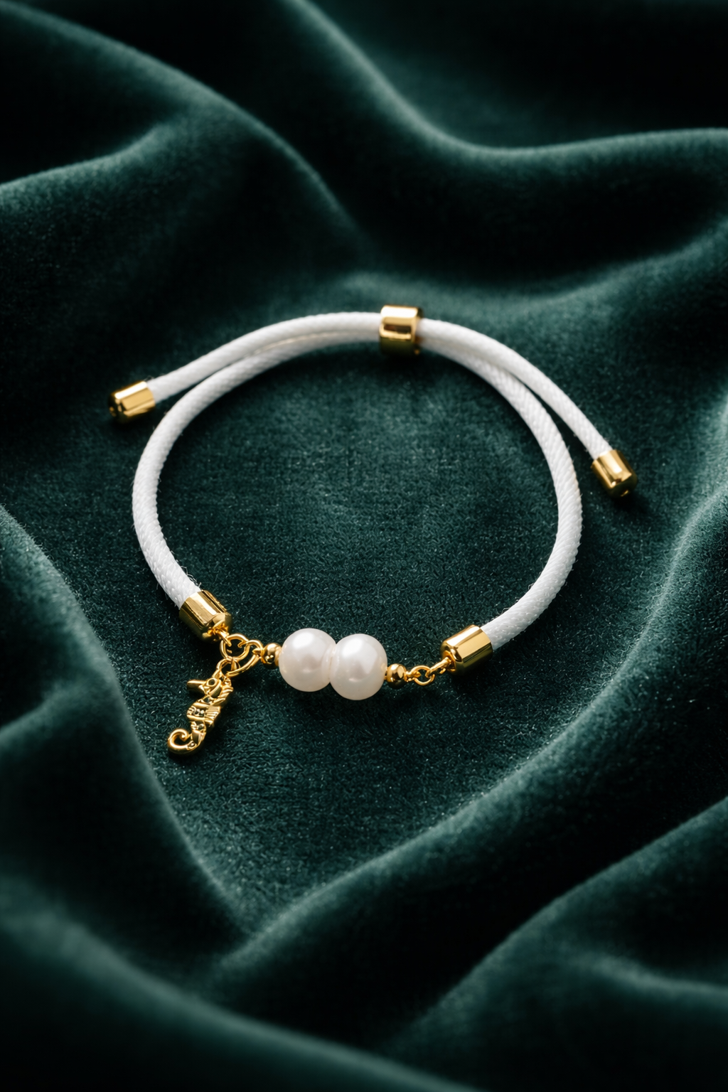 A Pulsera de cordón blanco con Perla natural