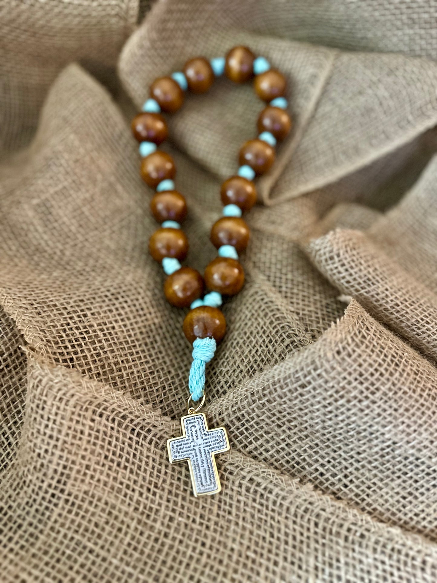 Bendición para el Hogar 🏡 en madera y mecatillo Azul celeste