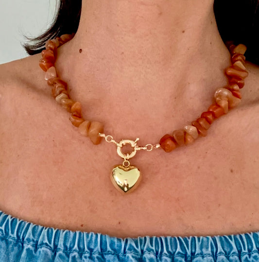 X- Collar Ámbar y Corazón
