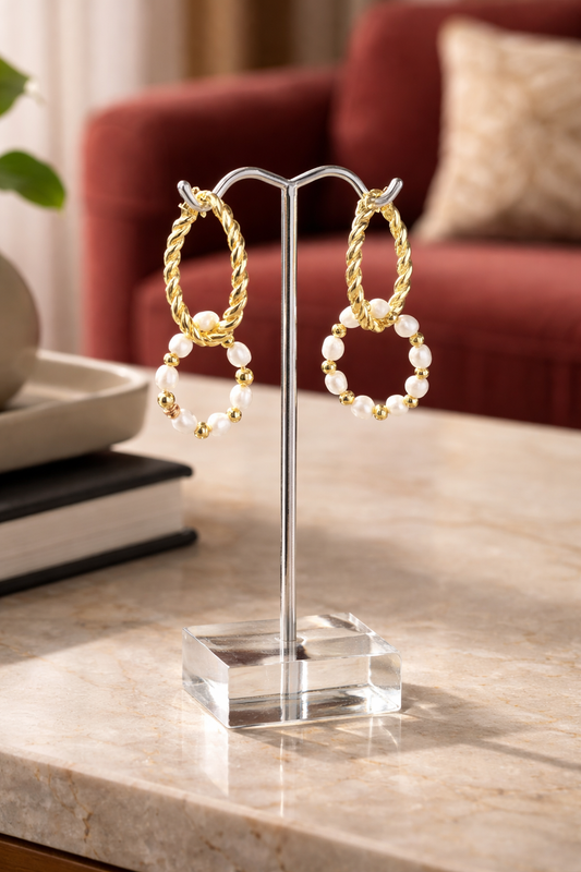 A Argollas doradas con Perlas naturales