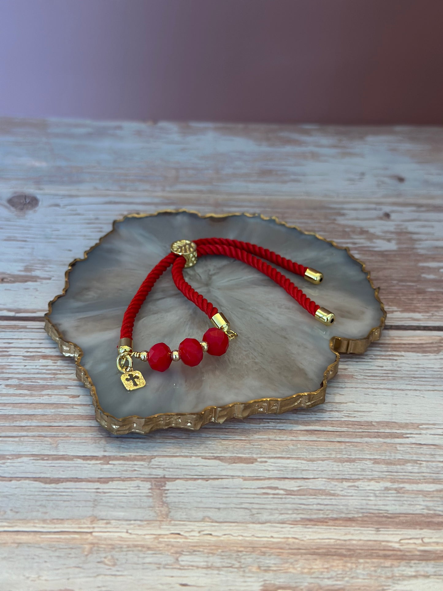 Pulseras en cordón roja con Cristales
