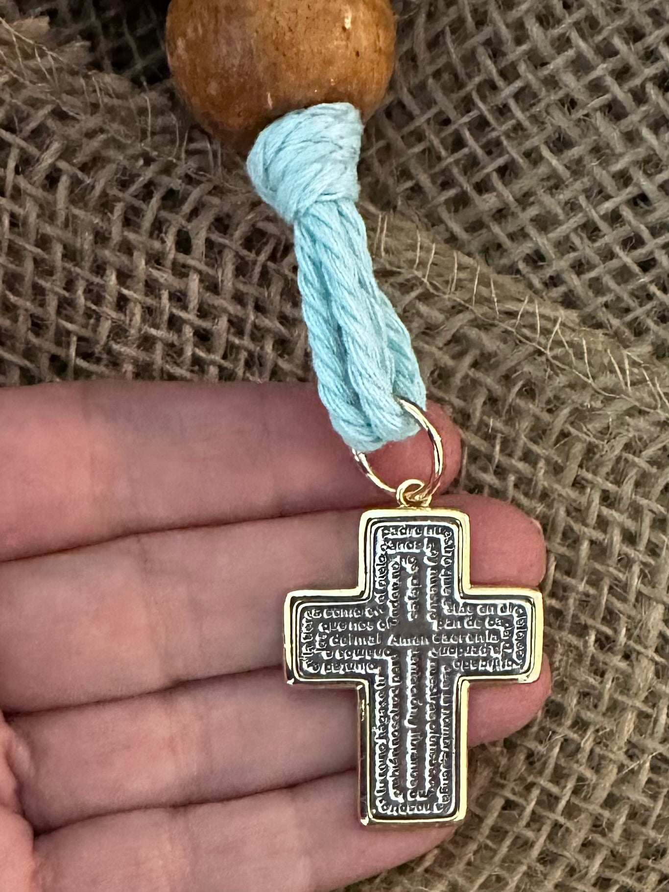 Bendición para el Hogar 🏡 en madera y mecatillo Azul celeste