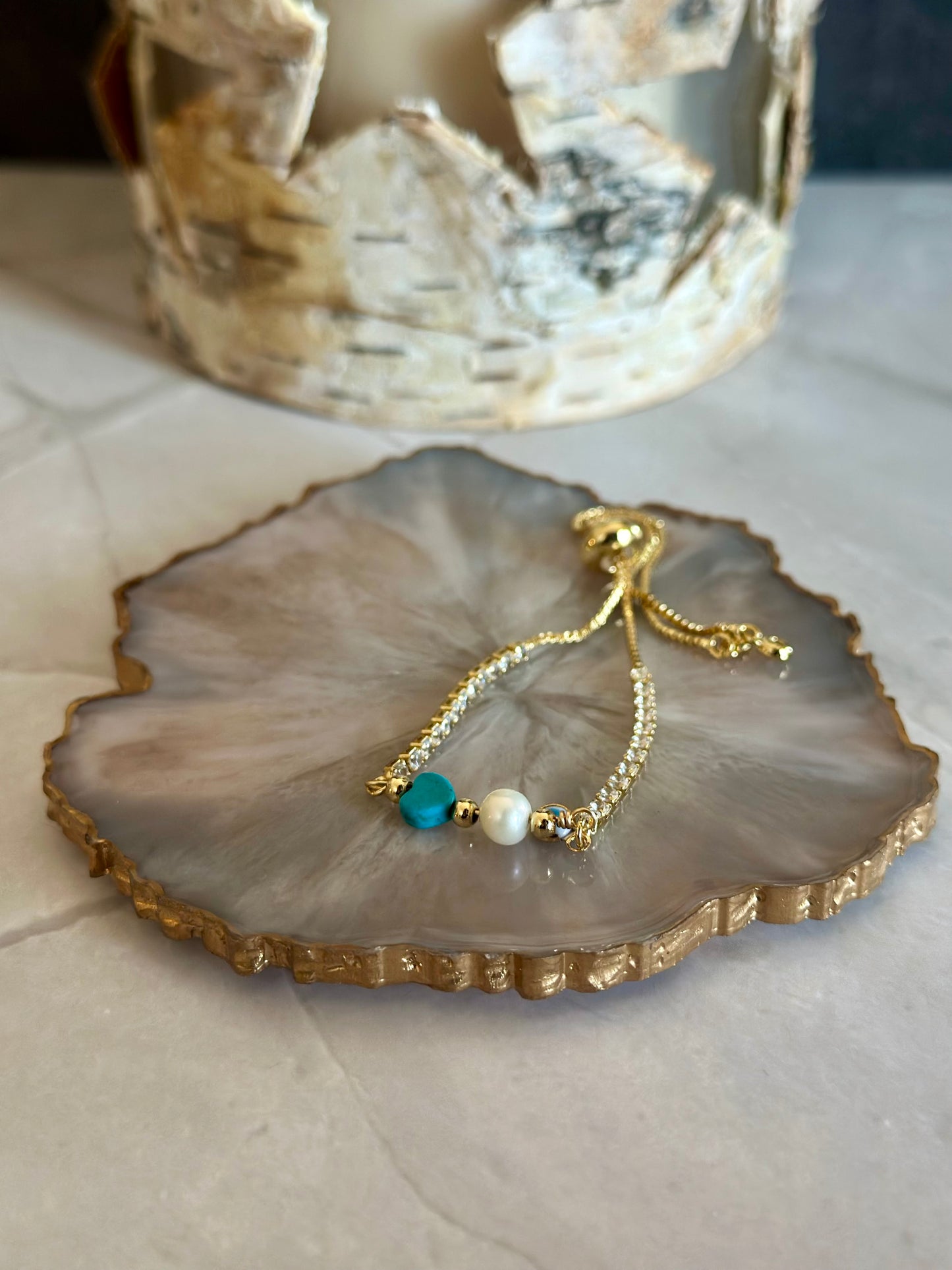 Pulseras en cadena con Turquesa, Perla y Ojo turco 🧿