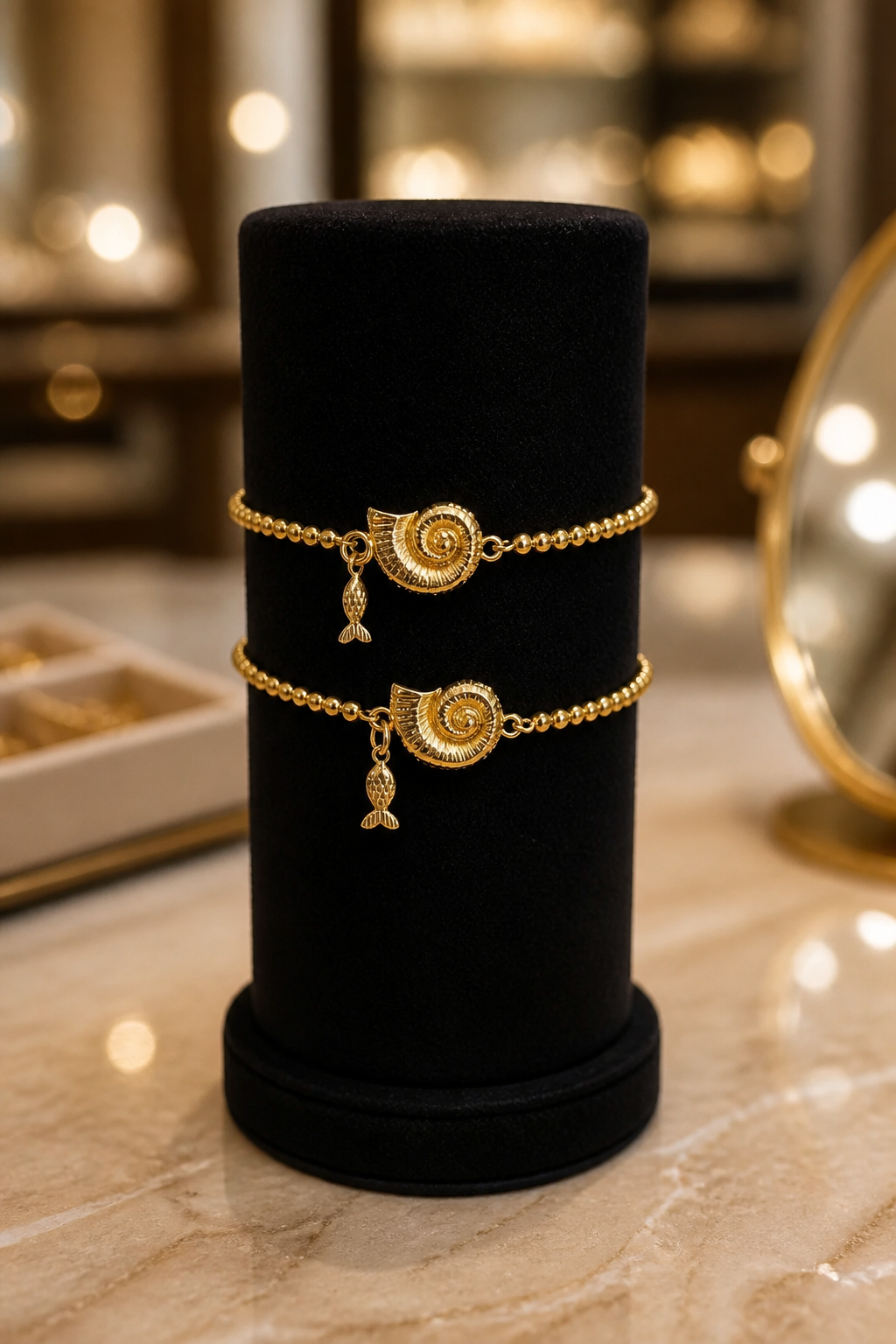 A Pulseras de cadena con dije de Caracol