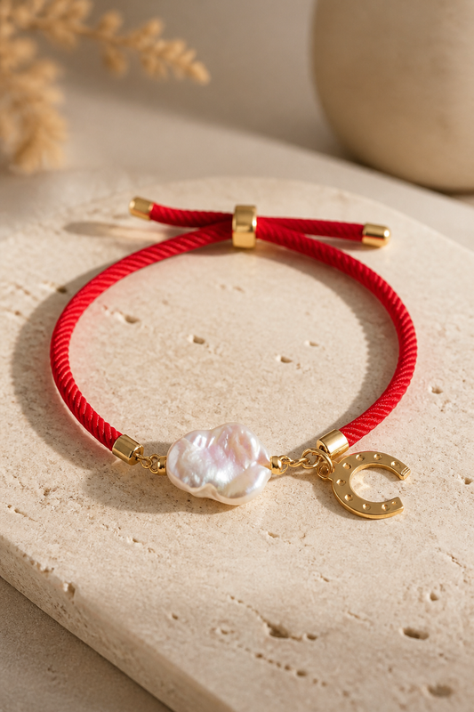 A Pulsera de cordón con dije de Perla natural 🧲