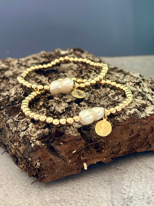 A- Pulseras de Balines con Perla Narural