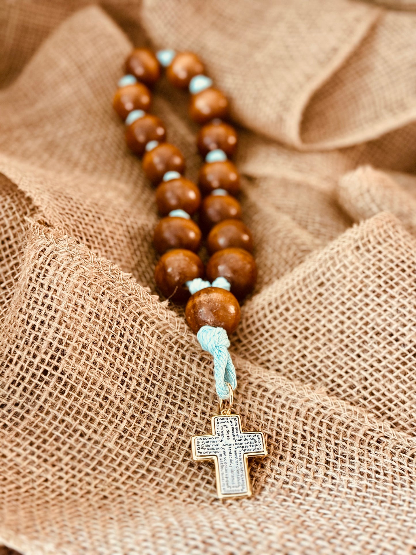 Bendición para el Hogar 🏡 en madera y mecatillo Azul celeste