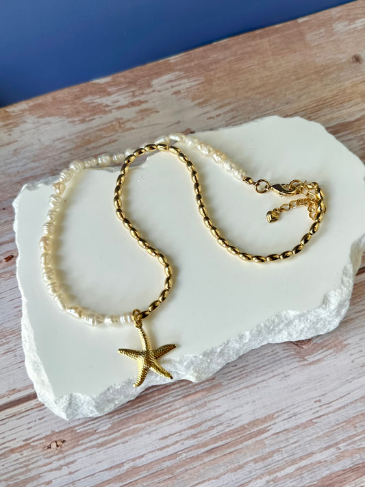 A- Collar de Perla y Balines con dije de Estrella 🌟