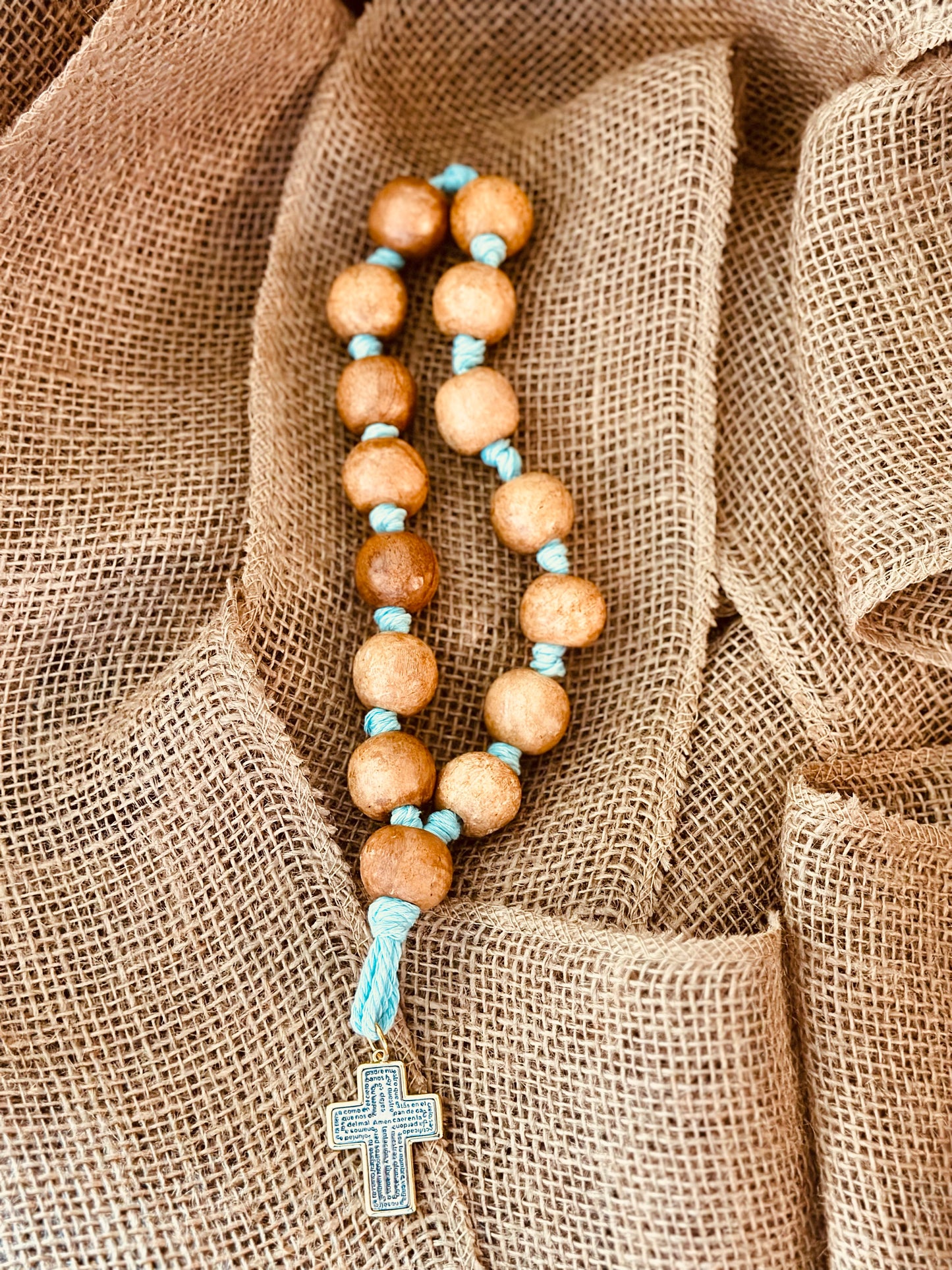 Bendición para el Hogar 🏡 en madera y mecatillo Azul celeste