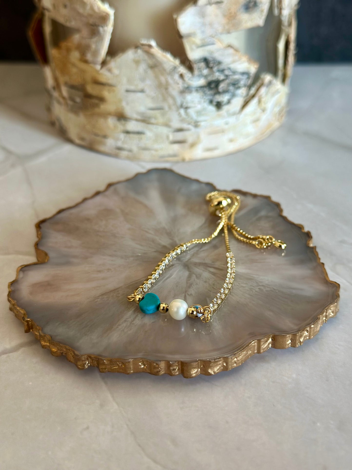 Pulseras en cadena con Turquesa, Perla y Ojo turco 🧿