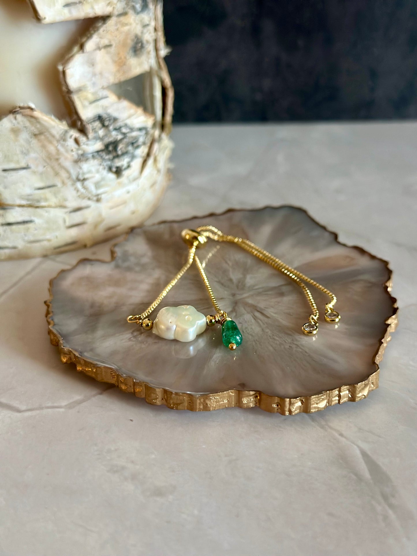 Pulseras en cadena con dijes de Perlas naturales