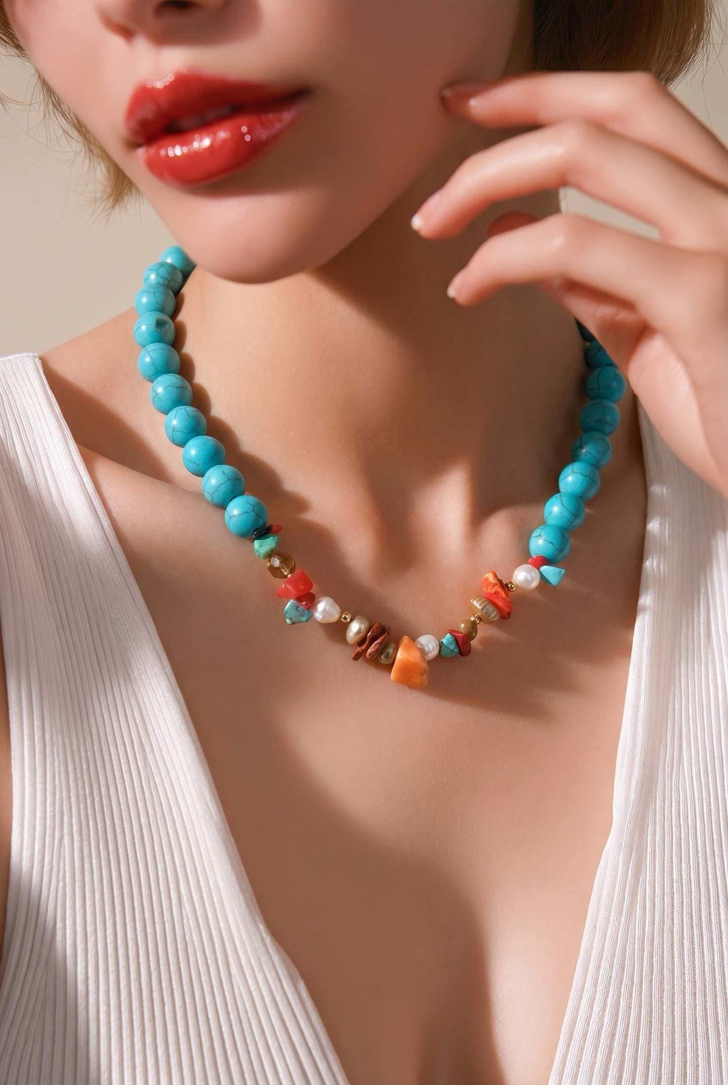 A Collar Turquesa con piedras naturales