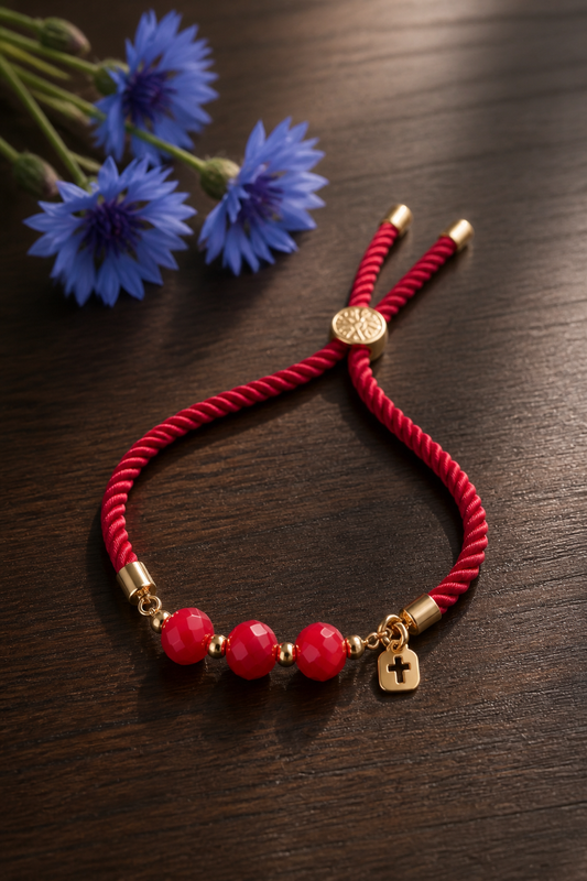 Pulseras en cordón roja con Cristales