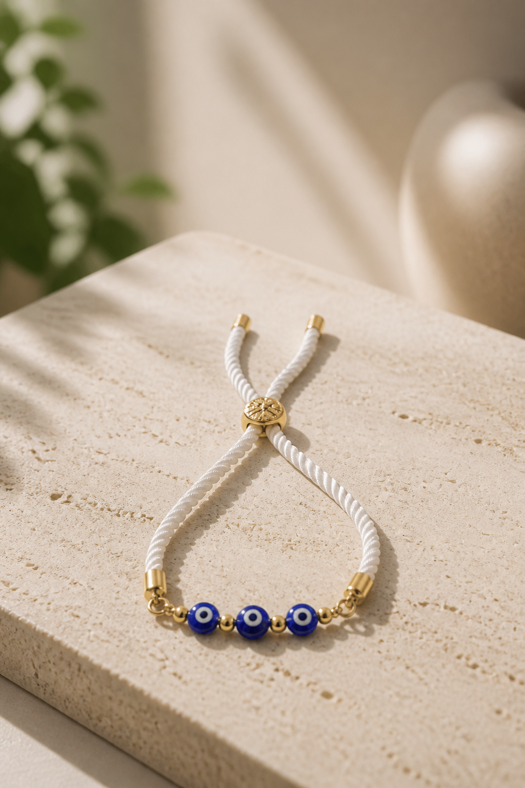 A Pulseras en cordón blanco con Ojos turcos 🧿